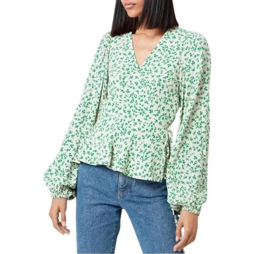 GANNI Tapoica leaf printed blouse